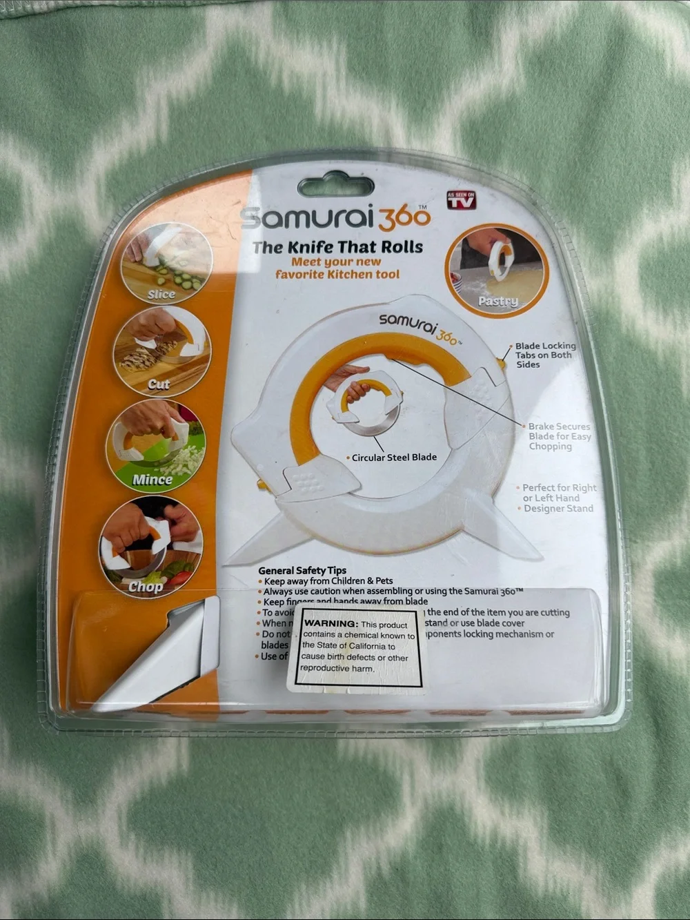 NWT Samurai 360 Rolling Knife - White & Orange